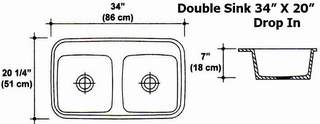34" X 20" Double Bowl Kitchen Sink Mold
