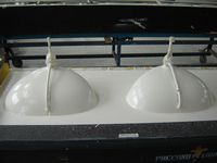 Pouring Cultured Marble using 144" Bullnose Adjustable All Purpose No-Bowl and double Canadian Oval Floating Bowls. Bullnose Elastomer Divider for Bullnose Finish on Left and Right Side.